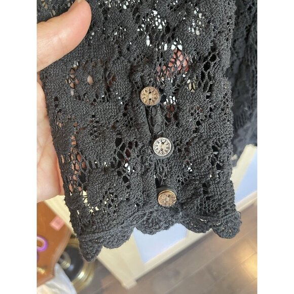 Free People Lace Romper Sz M Long Sleeve Black Witchy Whimsigoth Goth Casual - Picture 5 of 7